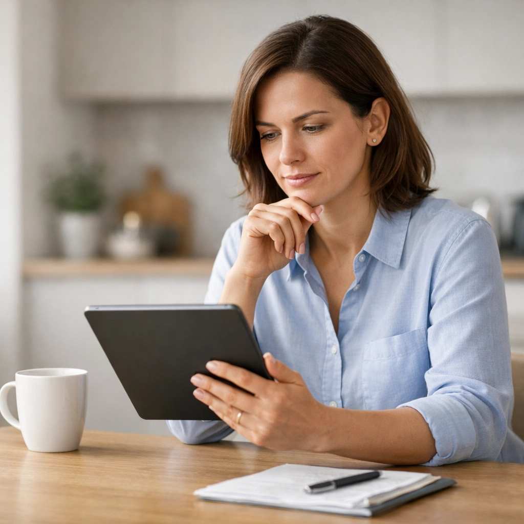 Person reviewing installment loan canada options on a tablet at home.