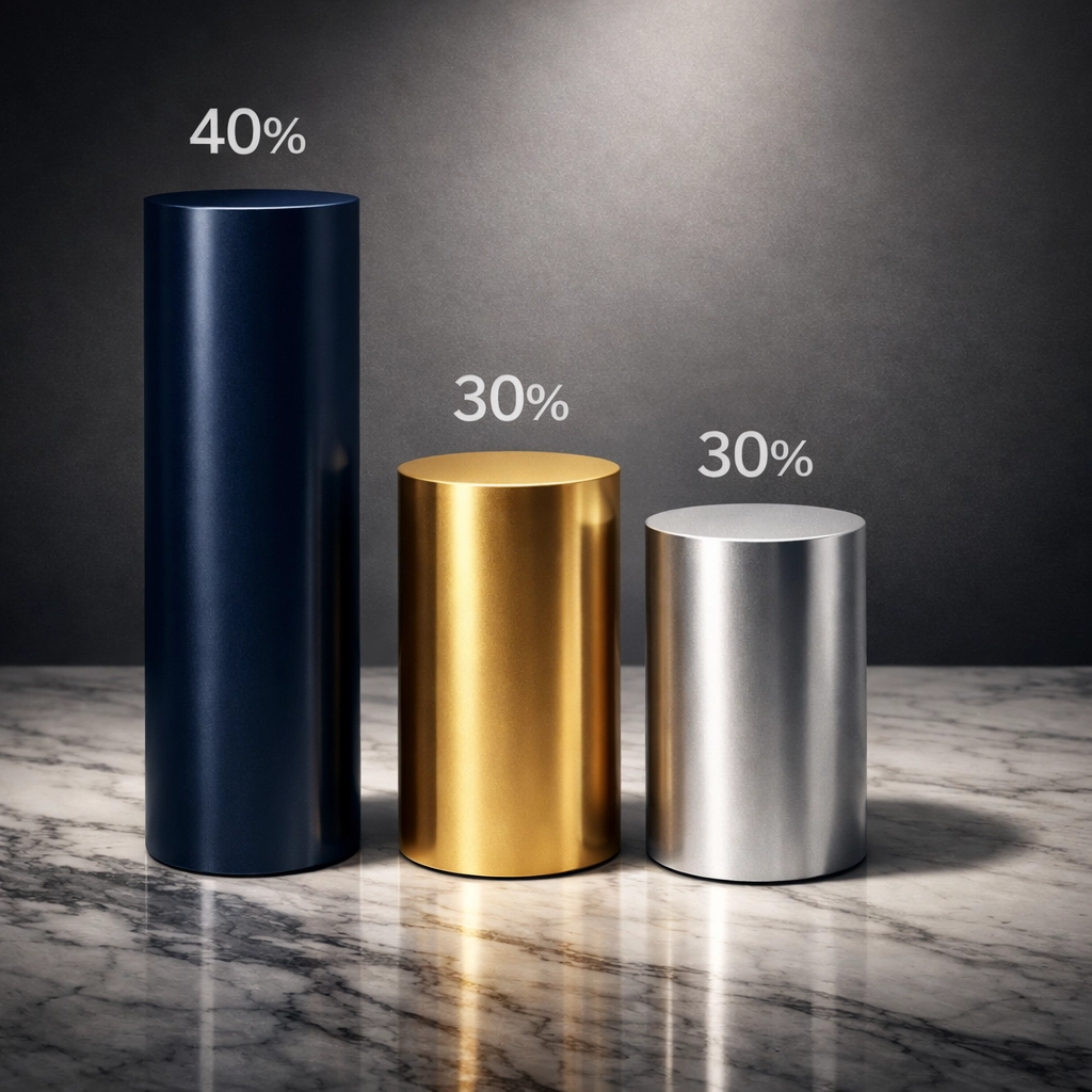 Visual representation of 40/30/30 portfolio allocation framework for institutional investors