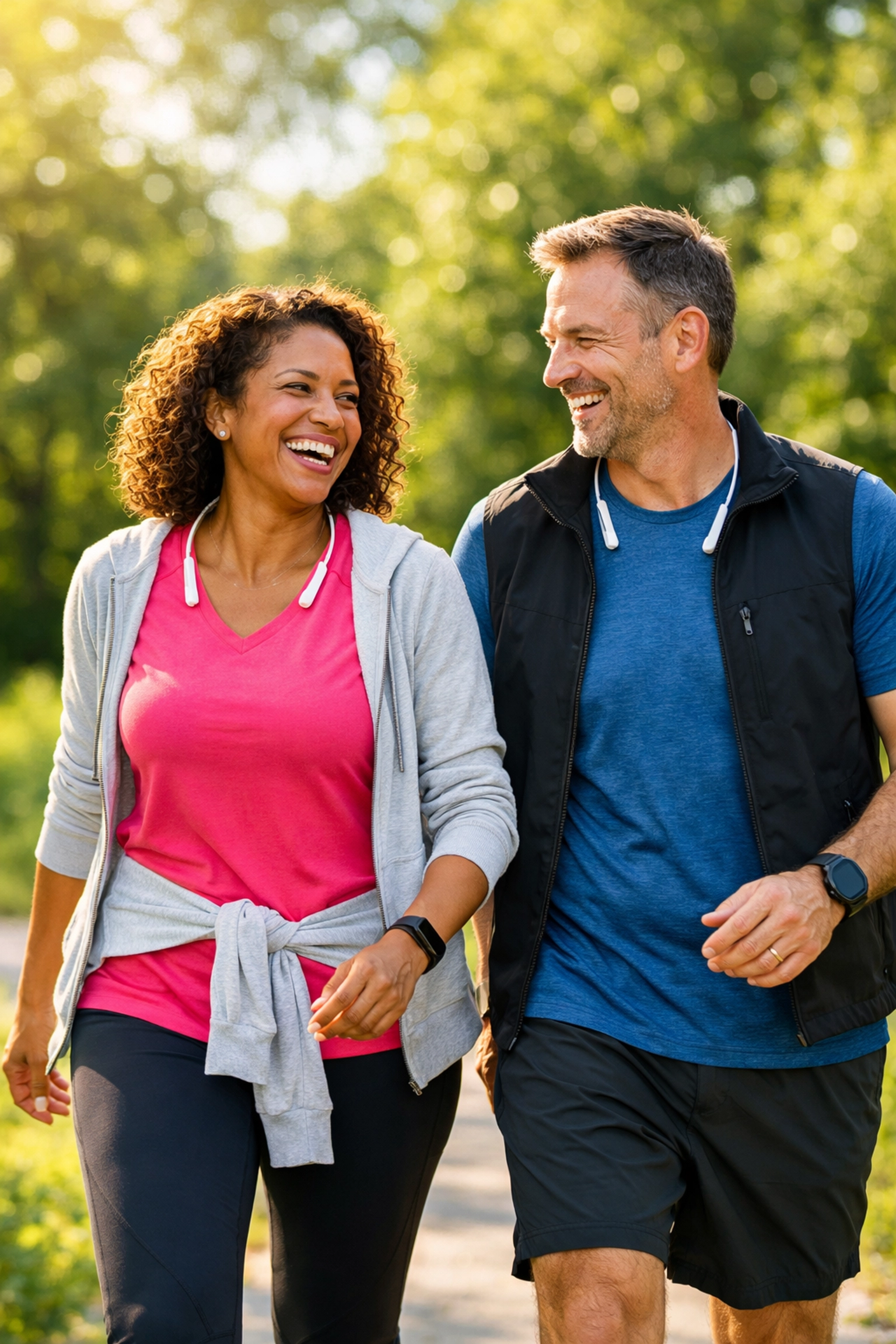 A happy couple enjoying an active lifestyle and vitality after their medical weight loss journey.