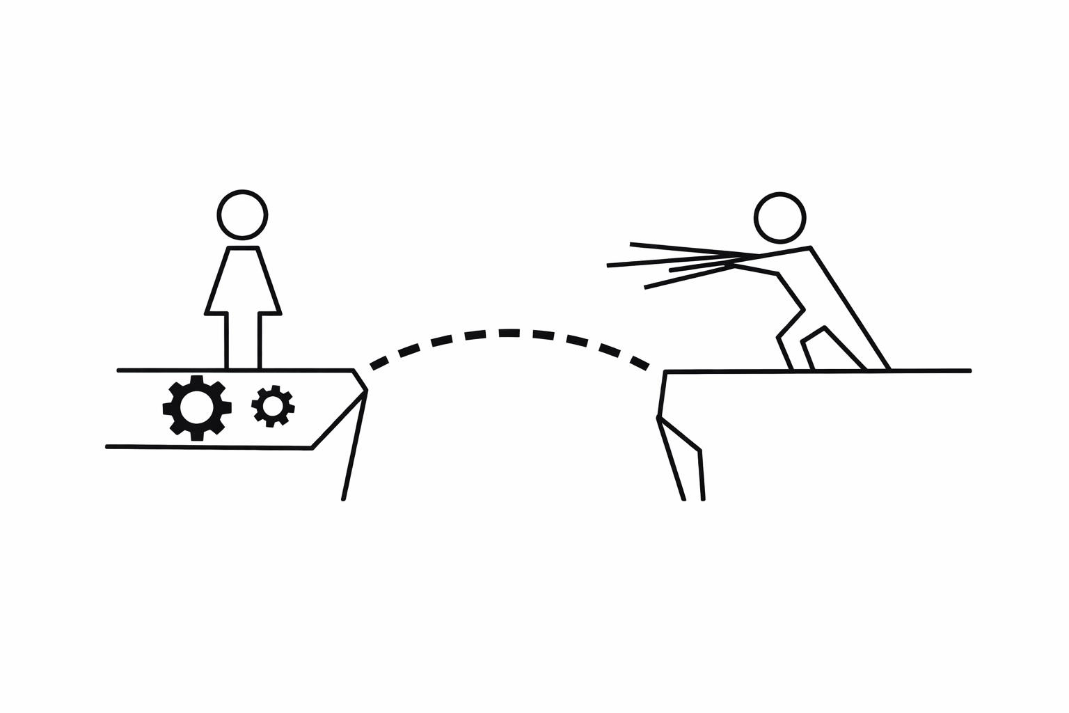 Misaligned Visionary and Integrator leadership roles separated by a gap in organizational structure