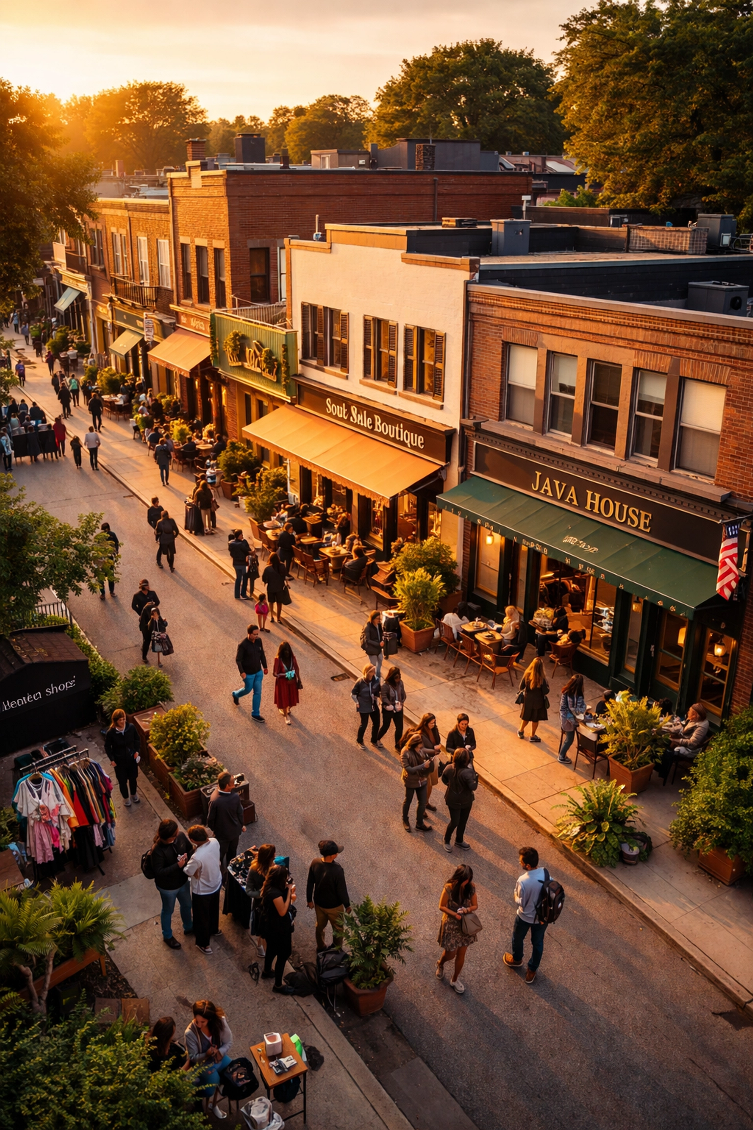 Buyblack: Why It's the Most Powerful Financial Move You'll Make in 2026 Aerial view of a lively Black-owned business district highlighting Black entrepreneurs and community