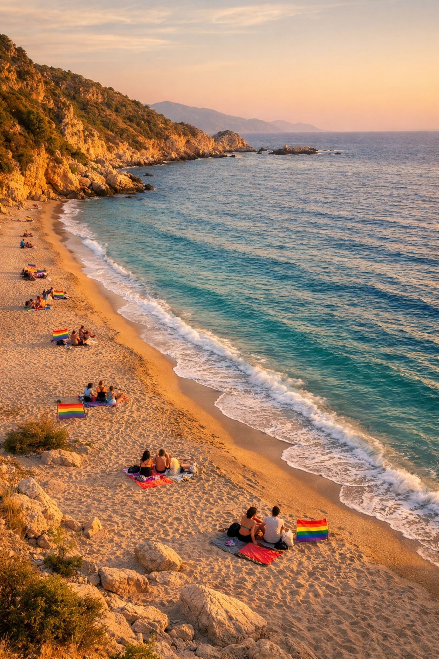 Aerial view of Ga'ash Beach Tel Aviv - secluded LGBTQ+ naturist Mediterranean coastline