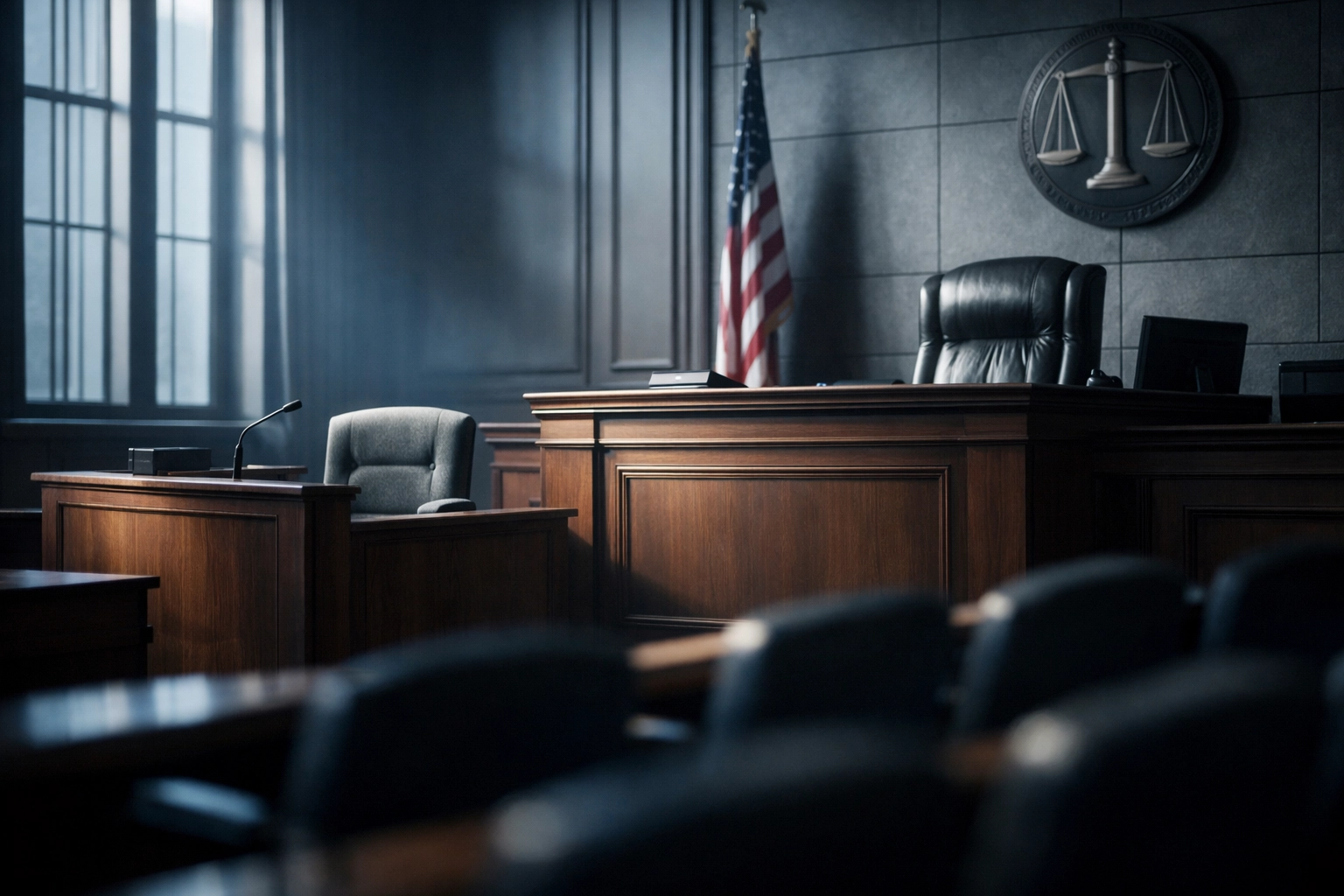 Virginia courtroom interior for DUI defense trials in Hampton Roads