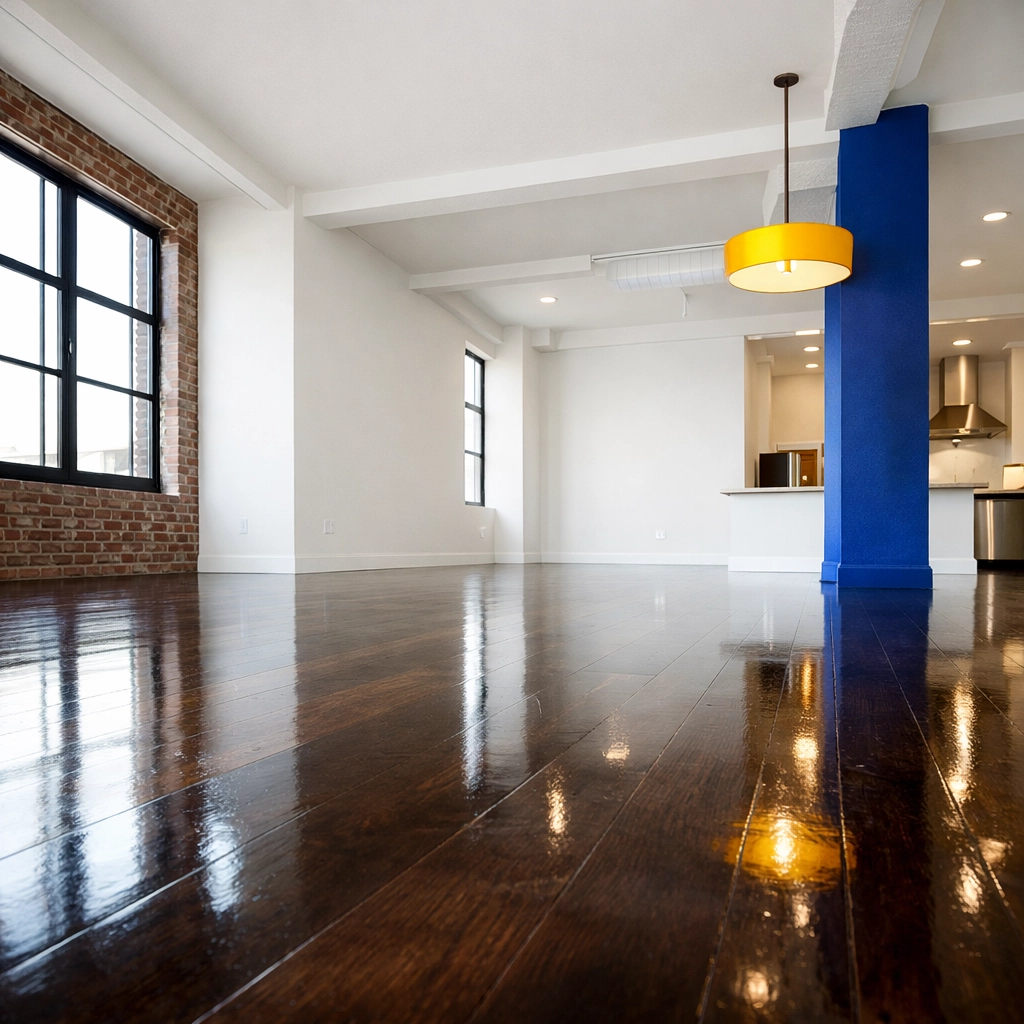 Pristine empty luxury apartment in Worcester's Canal District after a deep move-out cleaning.