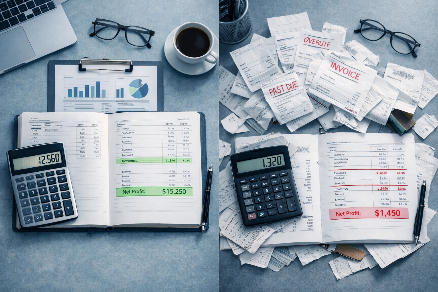 Comparison of profitable vs low-margin business financials for Alabama business valuation