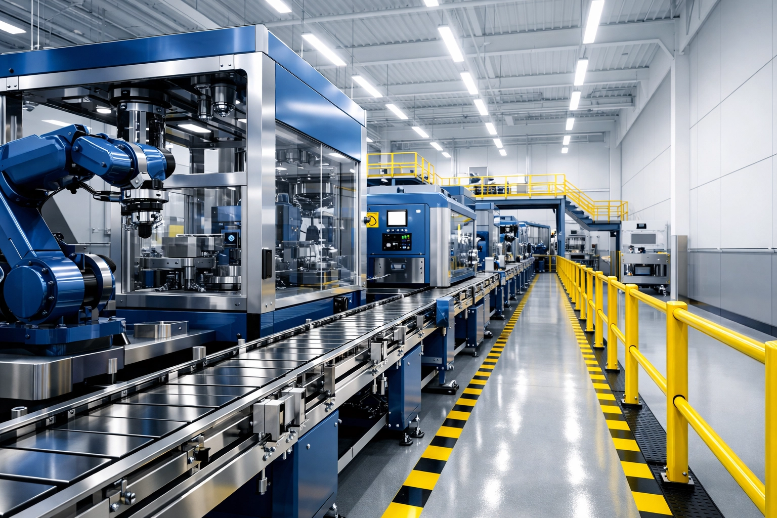 Spotless manufacturing facility assembly line in Haverhill after professional industrial cleaning.