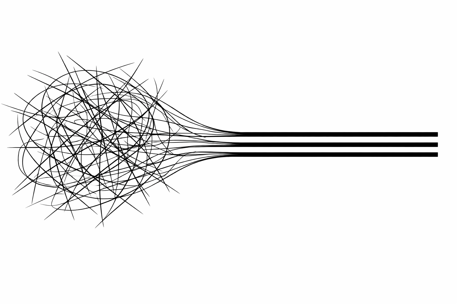 Geometric art depicting the streamlining of chaotic internal operations into efficient EOS core processes.