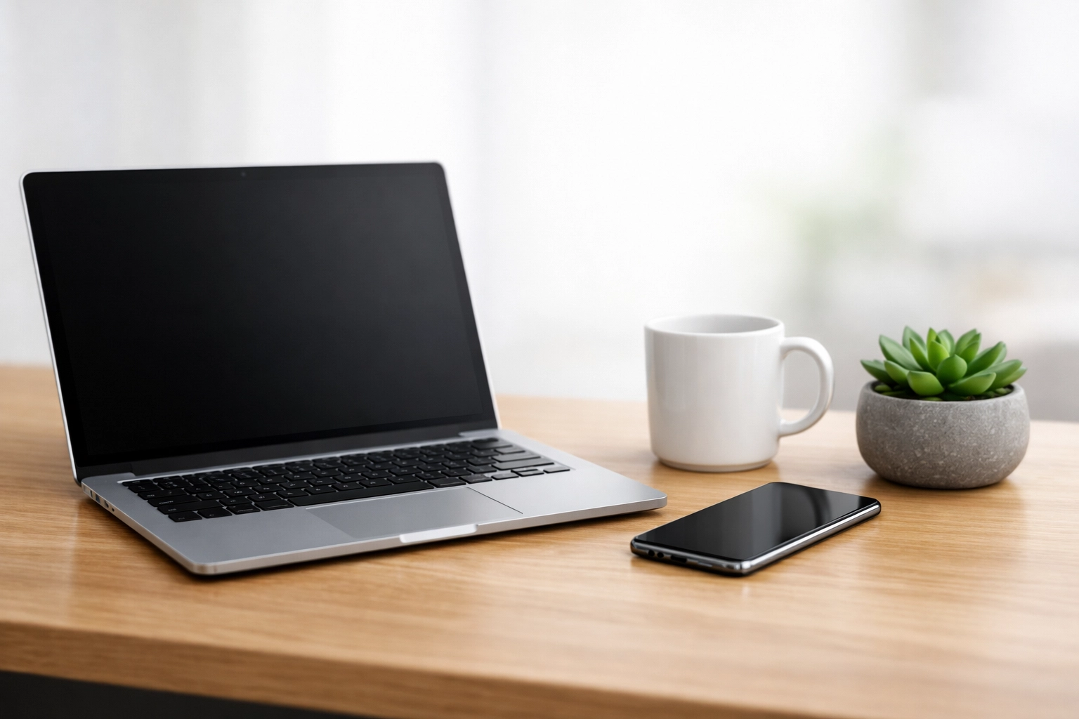Modern minimalist desk representing the paperless application for payday loans online Canada.