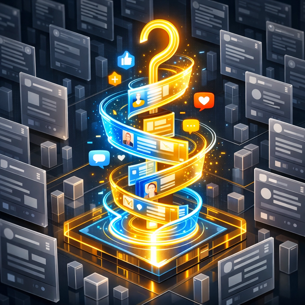 A glowing digital path representing a successful social media hook for LinkedIn audience growth.