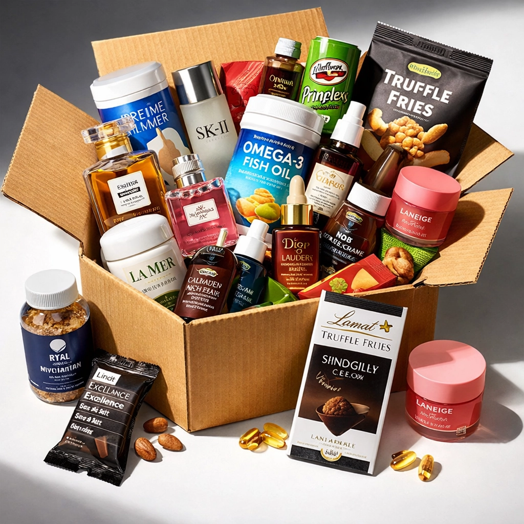 Liquidation mystery box filled with premium brand-name products and beauty items