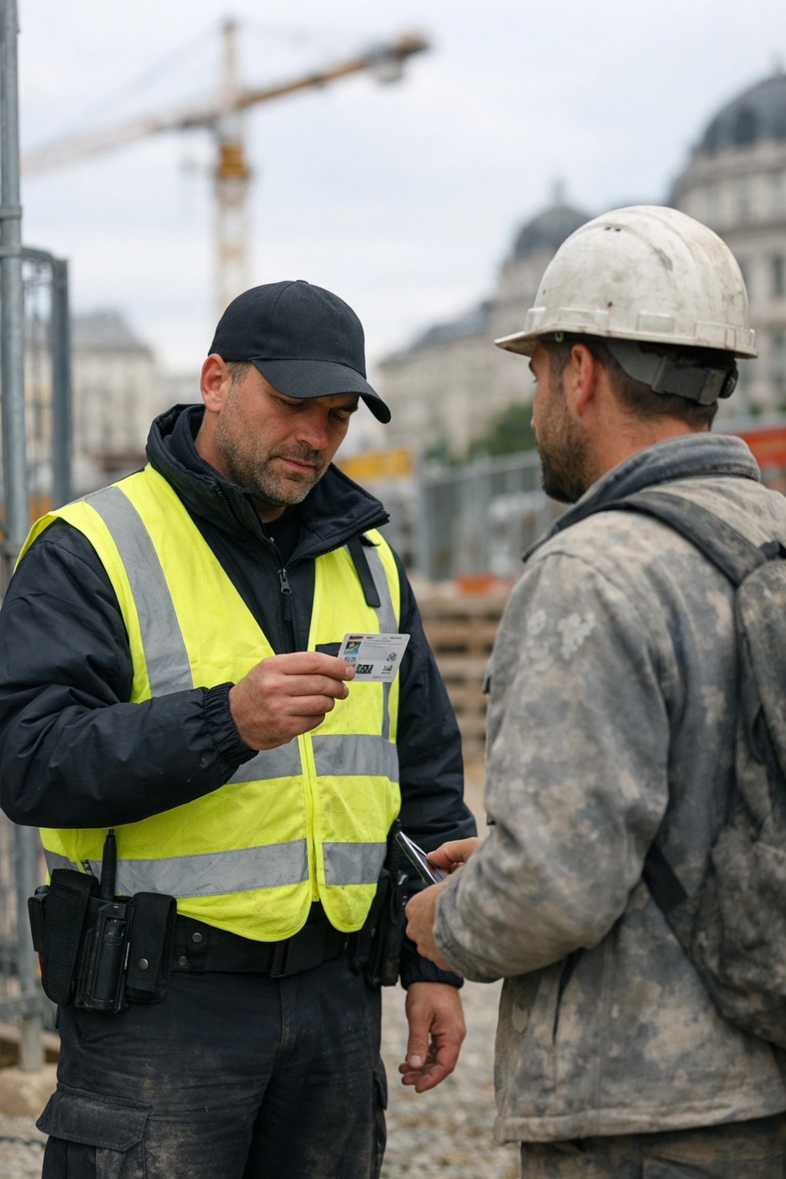 Professionelle Zutrittskontrolle und Baustellenbewachung in Wien durch einen Sicherheitsdienst.