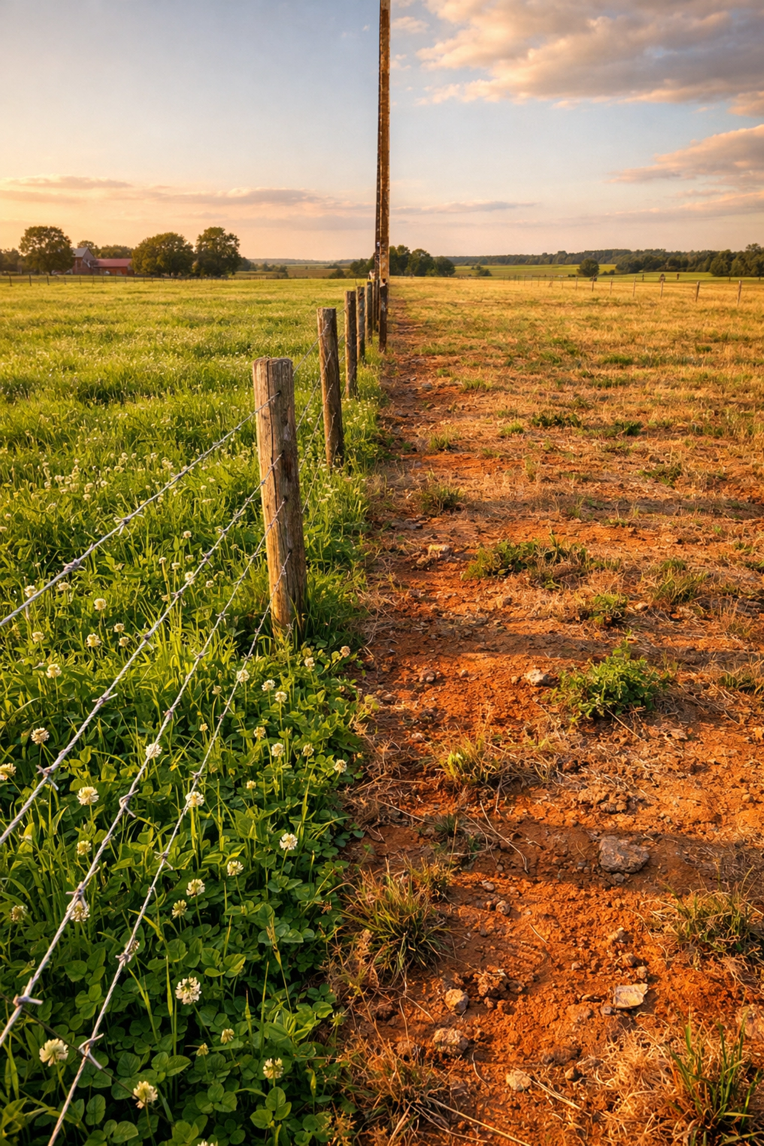 Comparison of healthy versus overgrazed horse pasture showing soil health differences