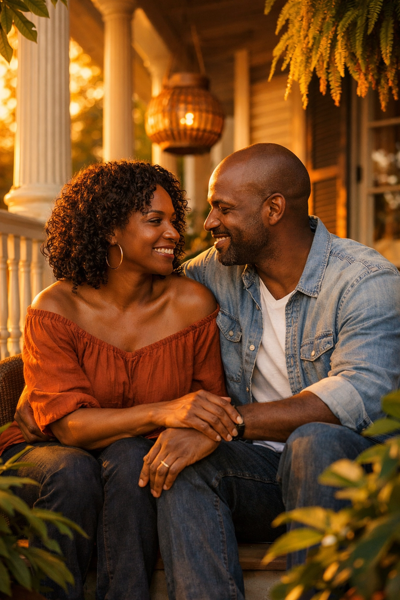 Black couple in supportive conversation practicing vulnerability in relationship