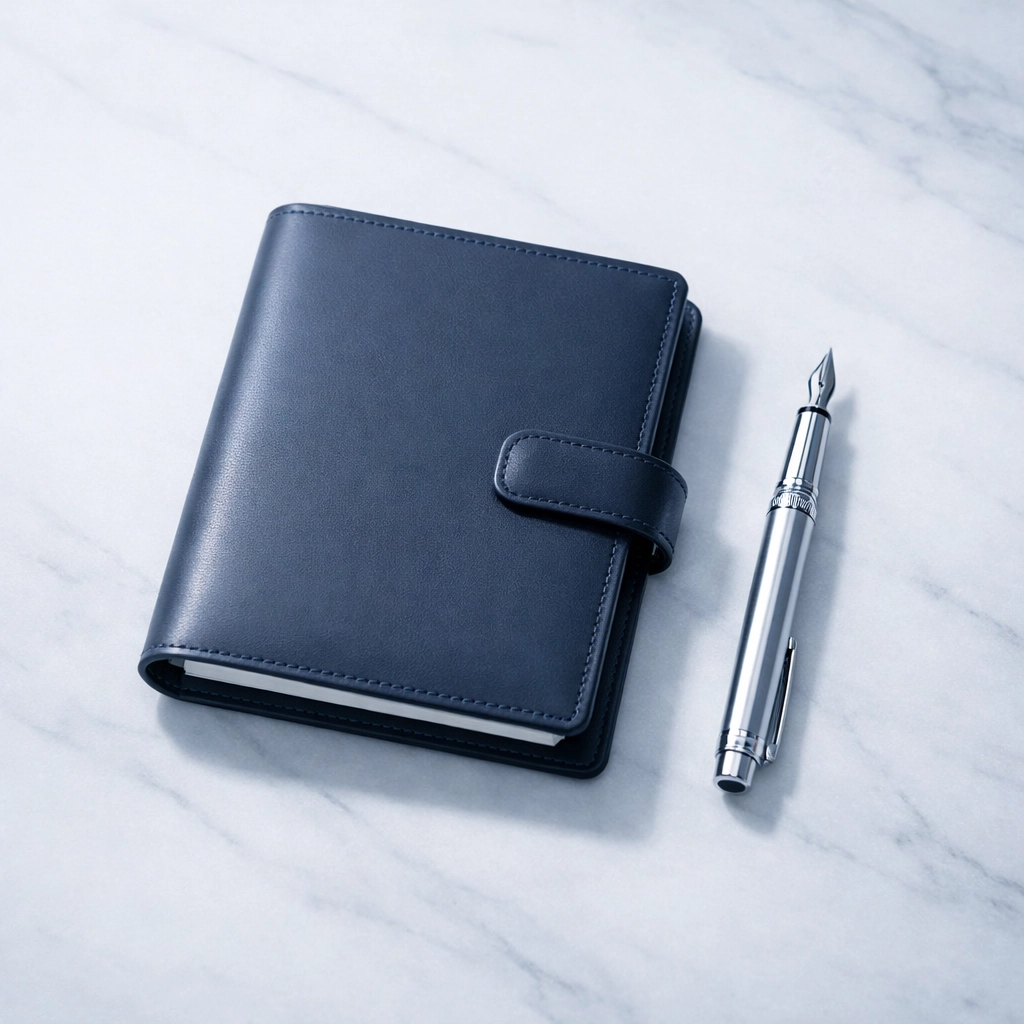 Professional planner and silver pen representing strategic exit planning for an Alabama family business.