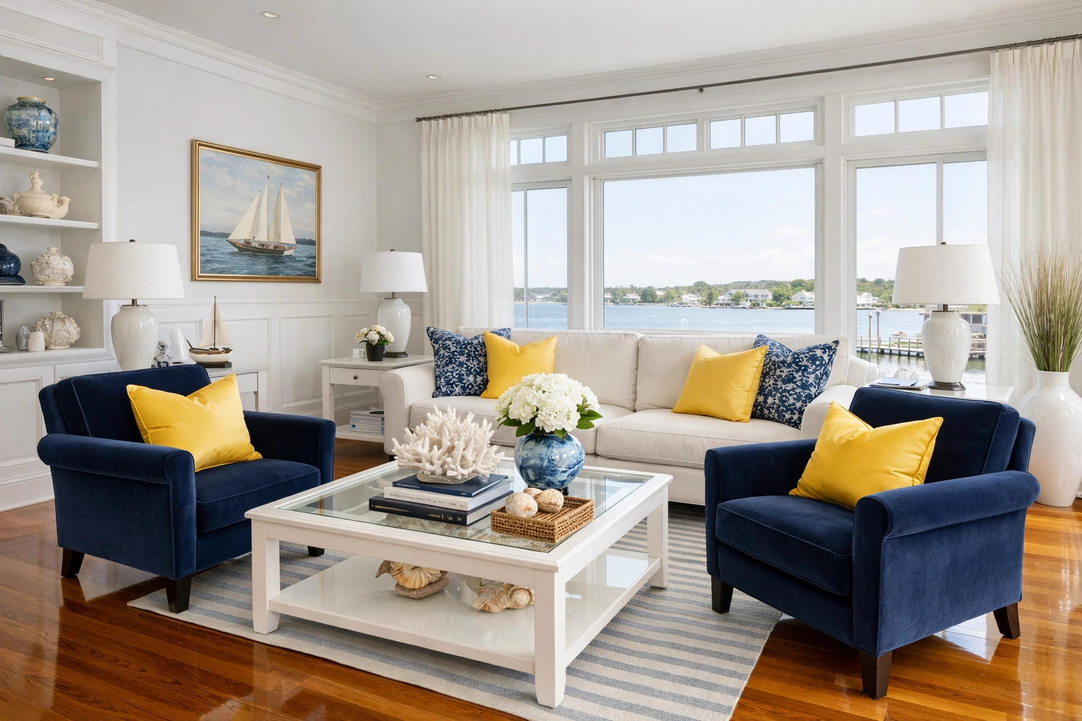 Spotless coastal living room in West Yarmouth after a professional weekly house cleaning service.