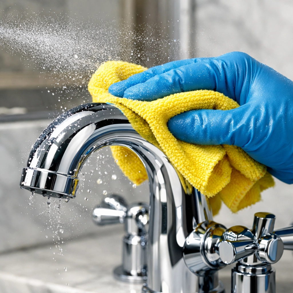 Professional cleaners using eco-friendly products for a deep Boston apartment move-out cleaning.