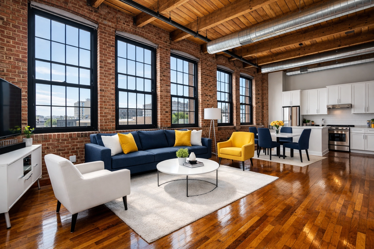 Spotless industrial loft in the Worcester Canal District after professional move-out cleaning services.