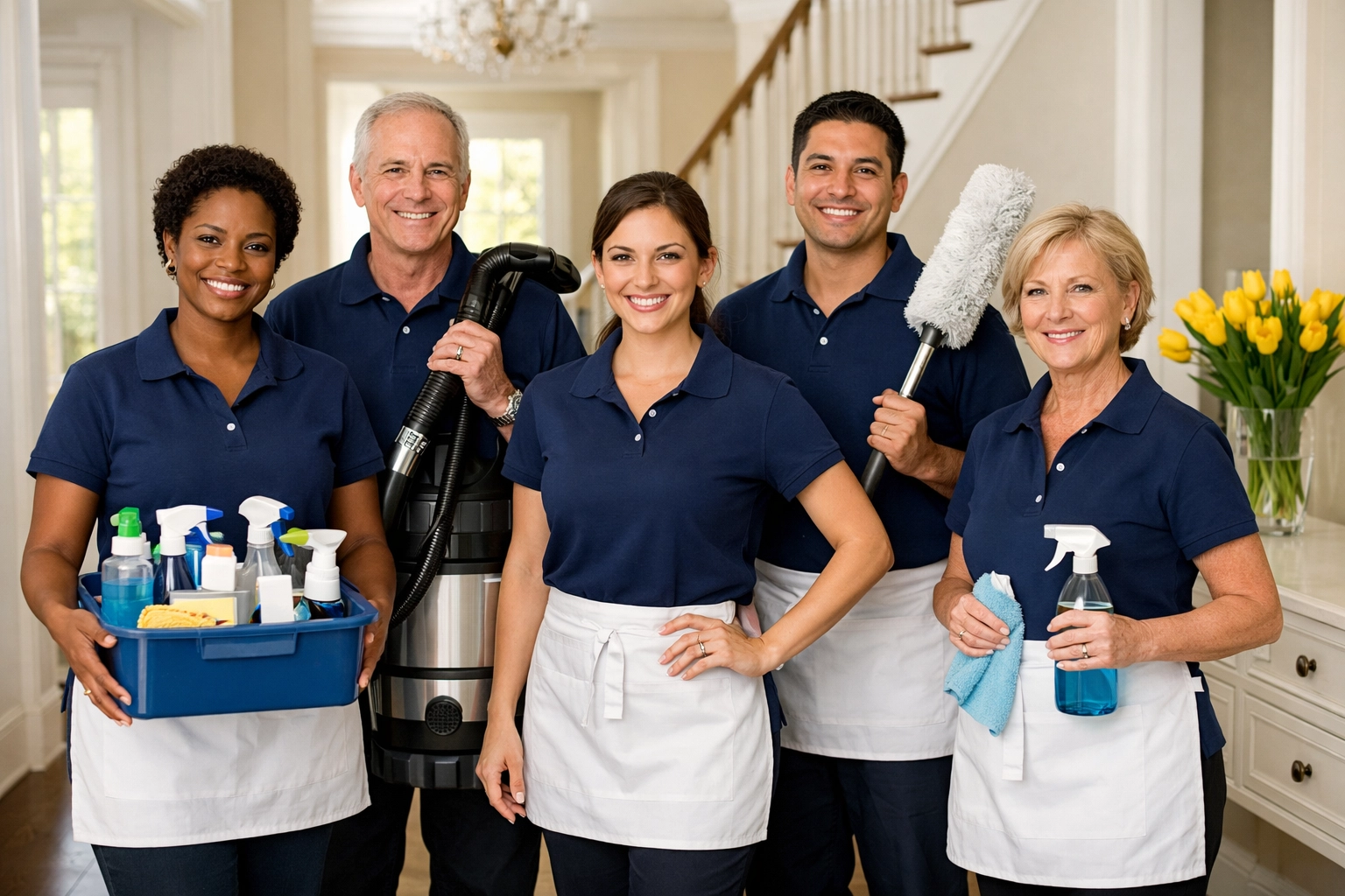 The Cleaning Ninjas Inc team ready to start a post construction cleaning Milford job.