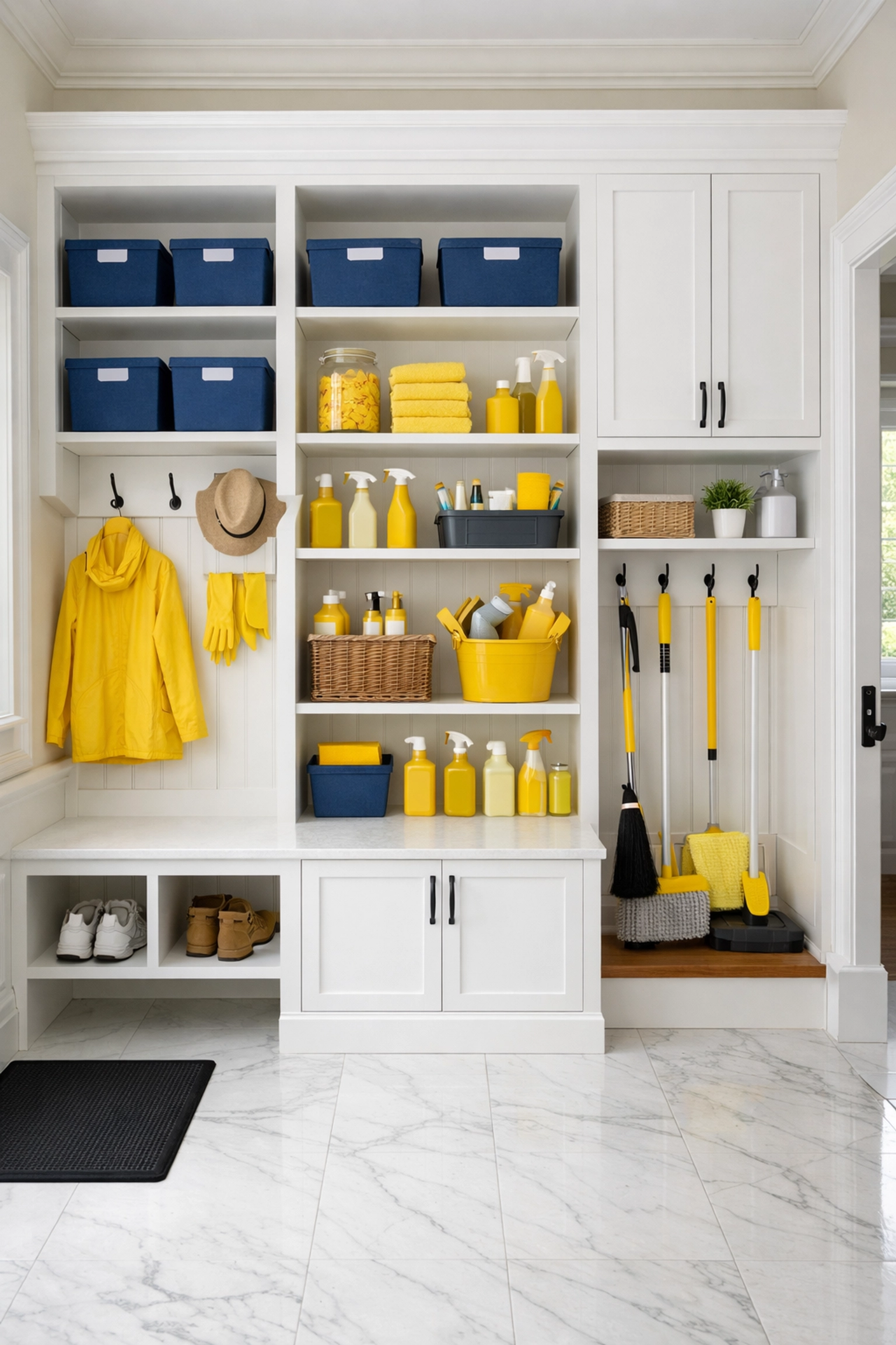 Organized Concord mudroom showing the elite cleaning standards of The Cleaning Ninjas.