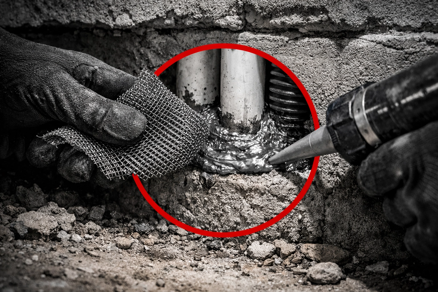 Professional pest exclusion work sealing foundation gaps to prevent scorpion entry in Coolidge