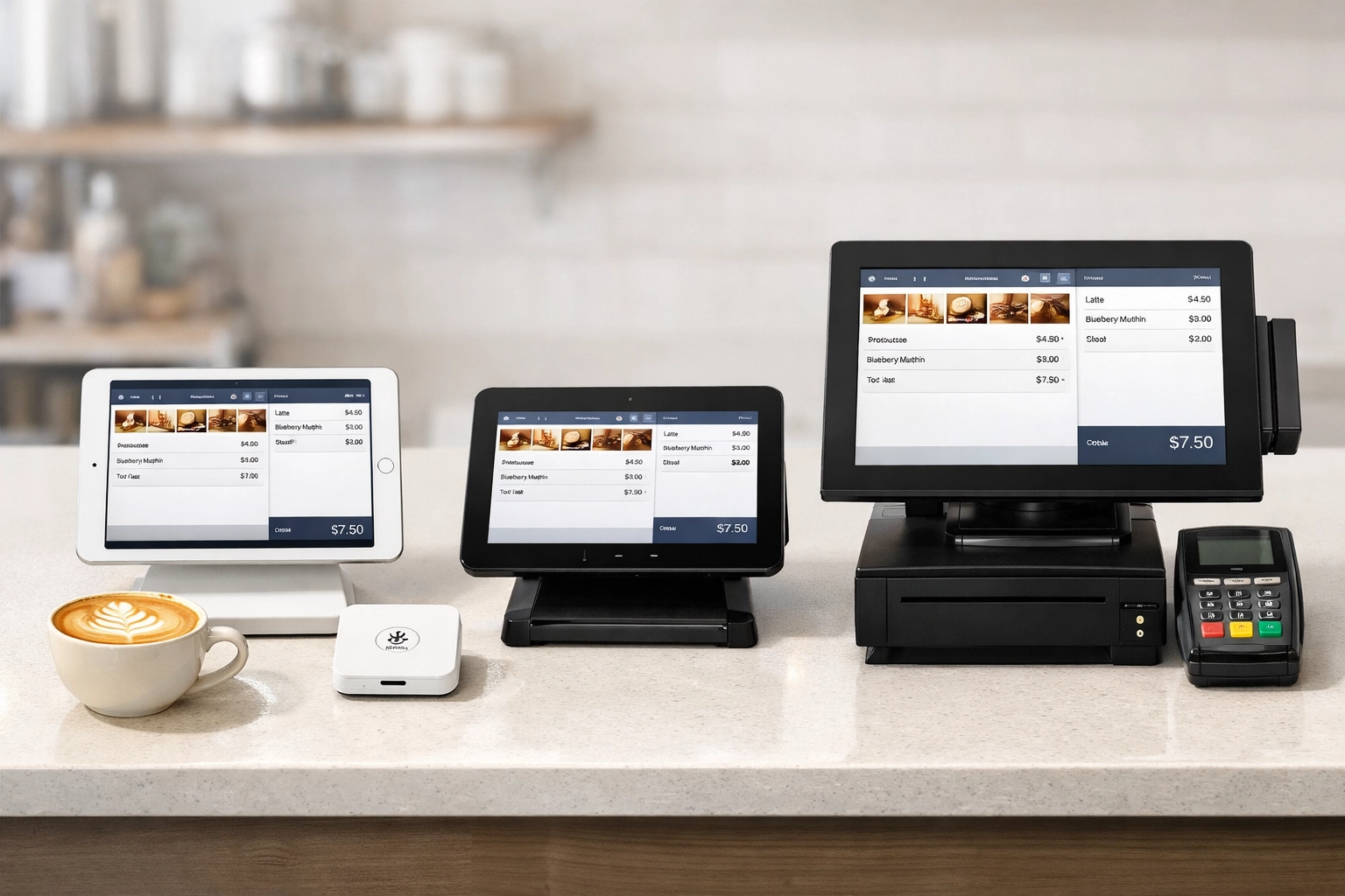 Comparison of three POS systems for coffee shops: iPad, tablet, and PC-based terminals