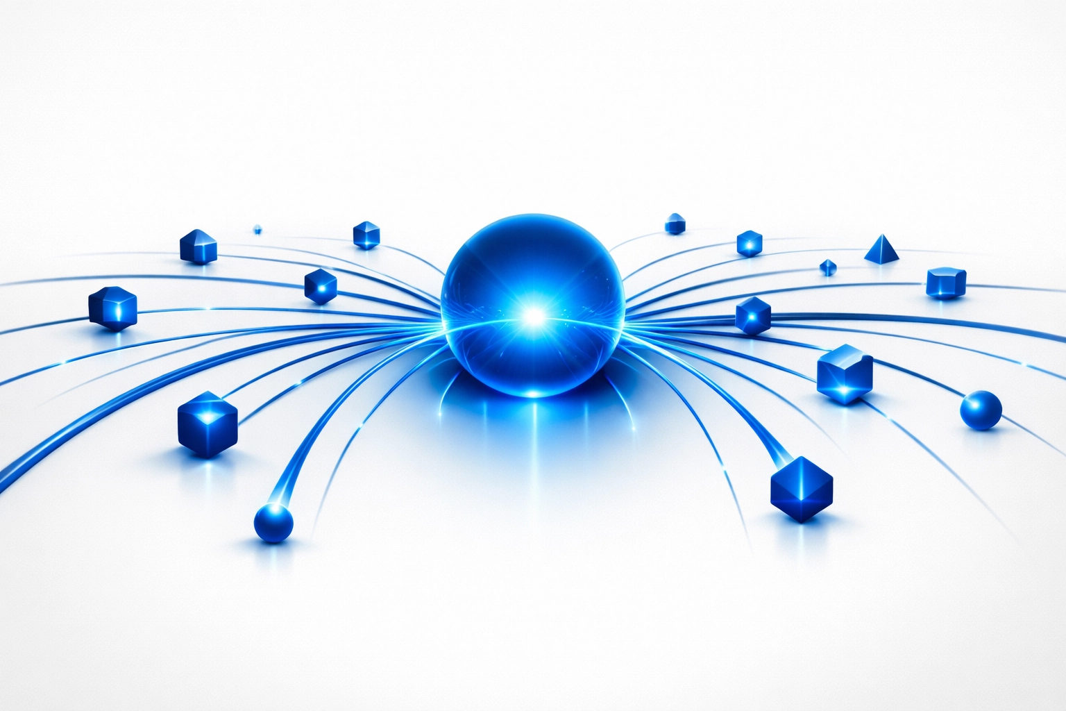 A central digital nexus connecting nodes to illustrate a fully integrated business automation ecosystem.