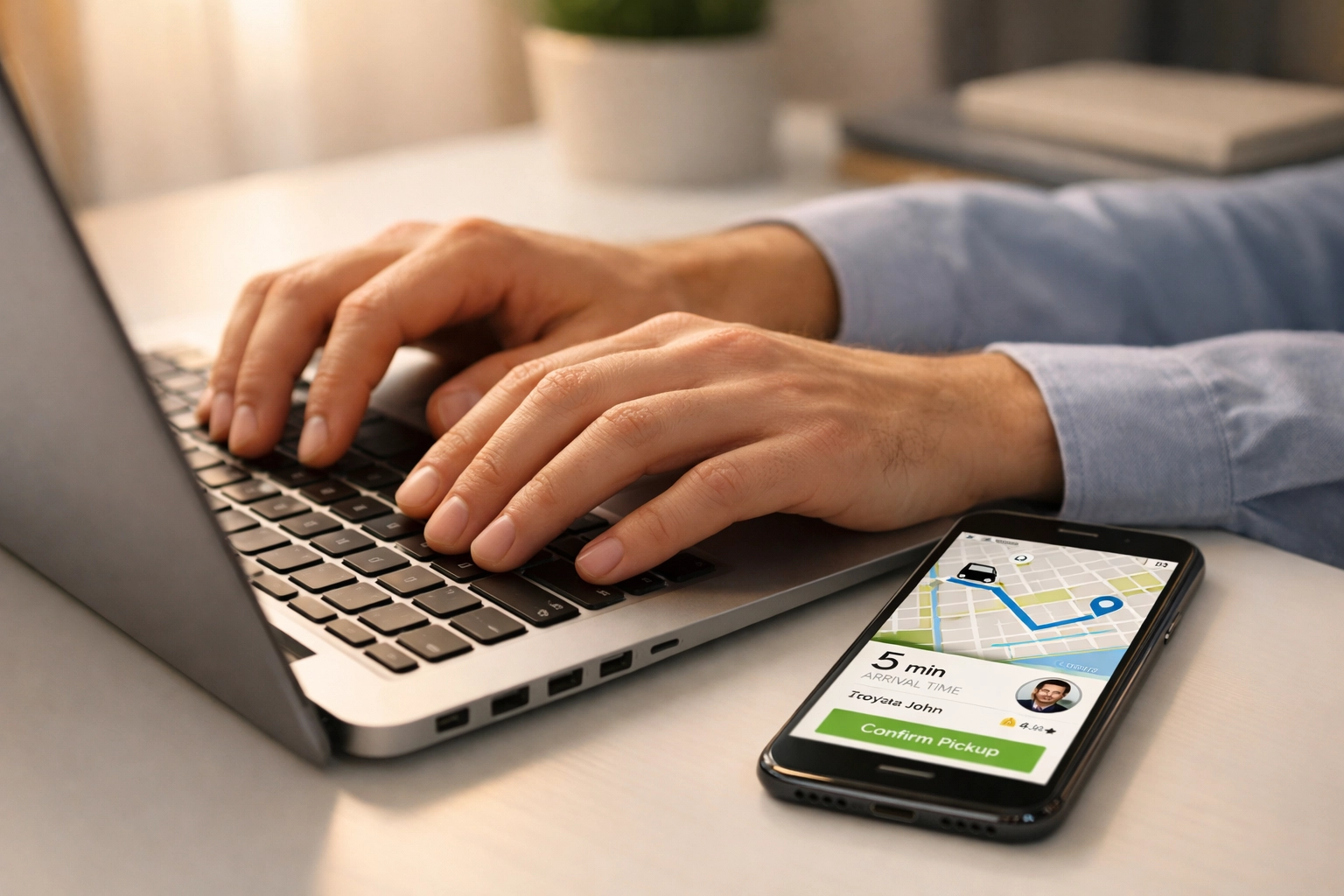 Gig economy worker using rideshare app for income tracking and tax preparation