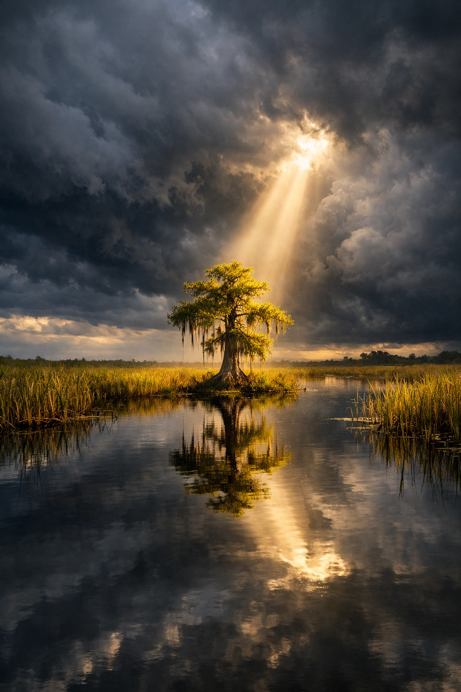 Dramatic fine art landscape photography of the Florida Everglades after a tropical storm.