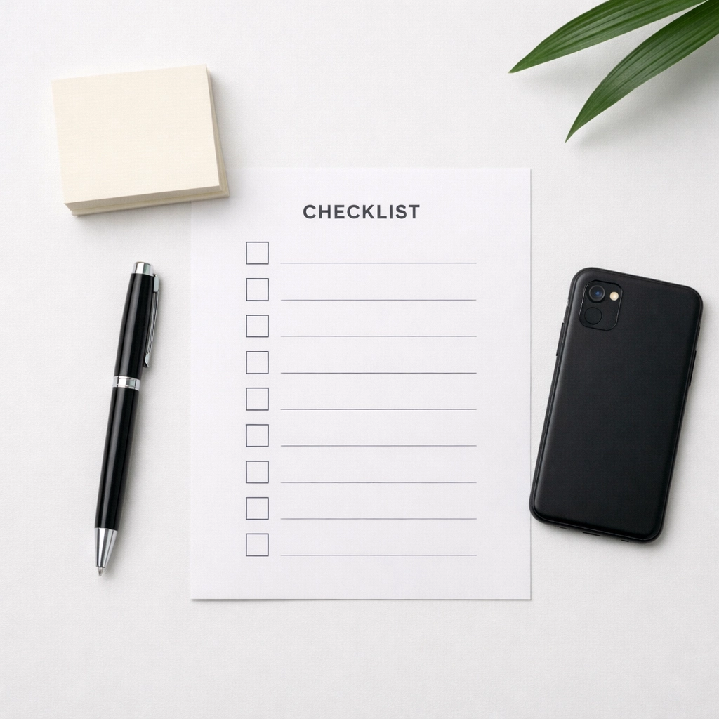 Checklist for evaluating tax preparation courses and professional development requirements.