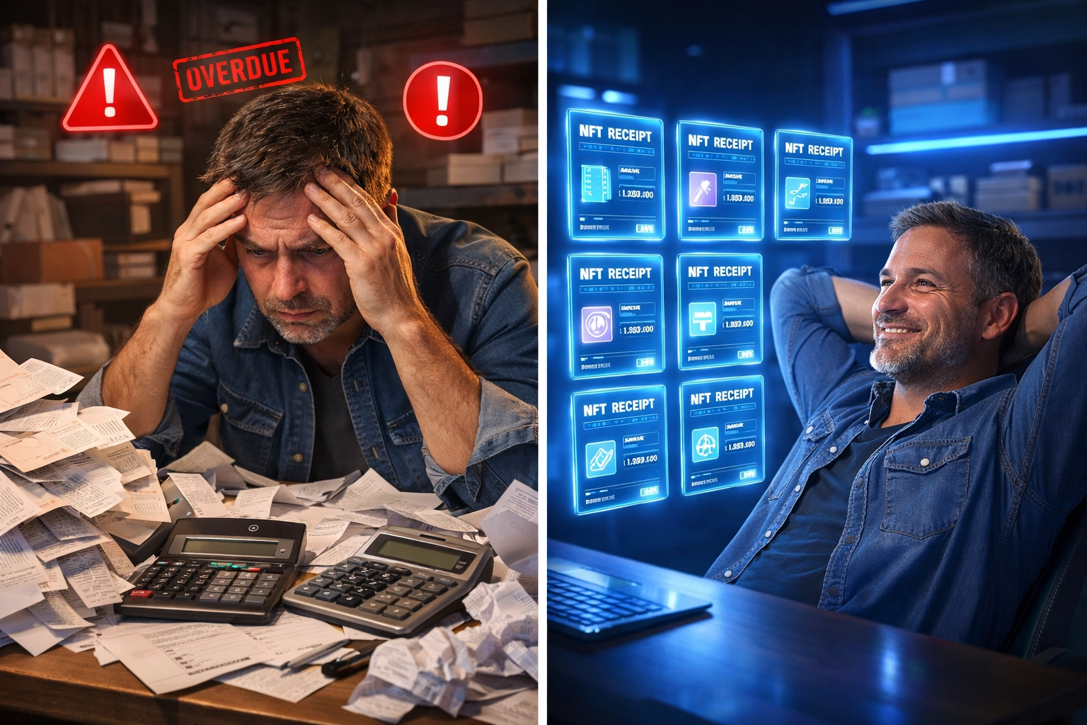 Merchant using Larecoin NFT receipts for automated blockchain accounting and record-keeping