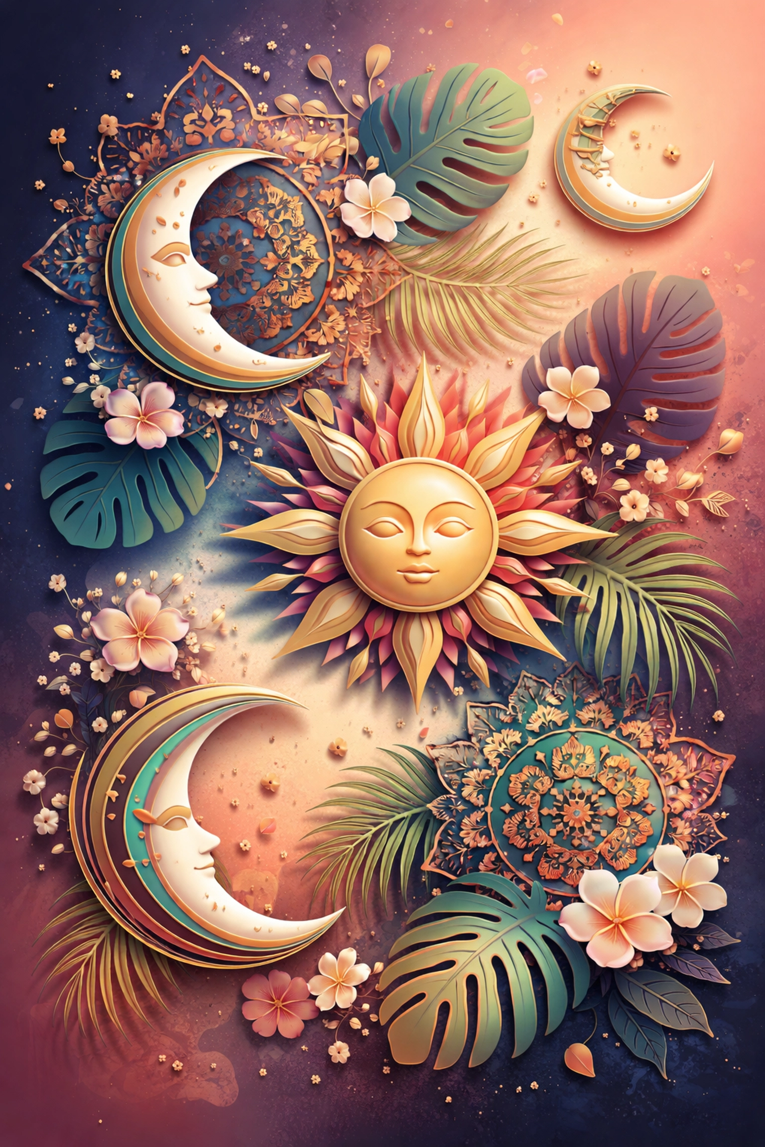 Artistic SVG design collection with celestial, botanical, mandala, and floral elements