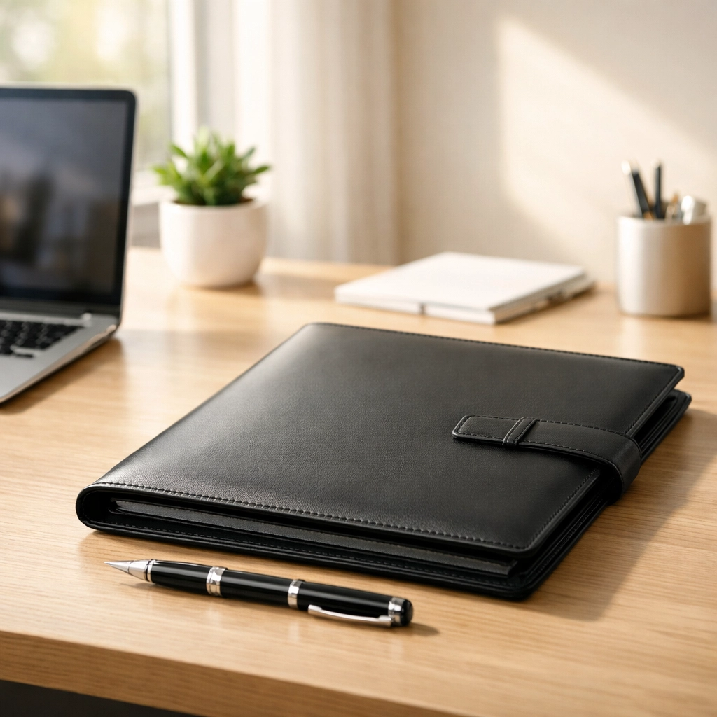 Organized office desk with a folder symbolizing Ohio ERO compliance and tax business infrastructure.