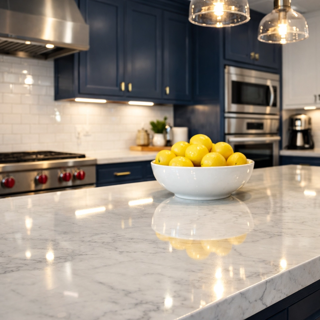 A sparkling luxury kitchen after a professional deep house cleaning in Maynard using safe products.