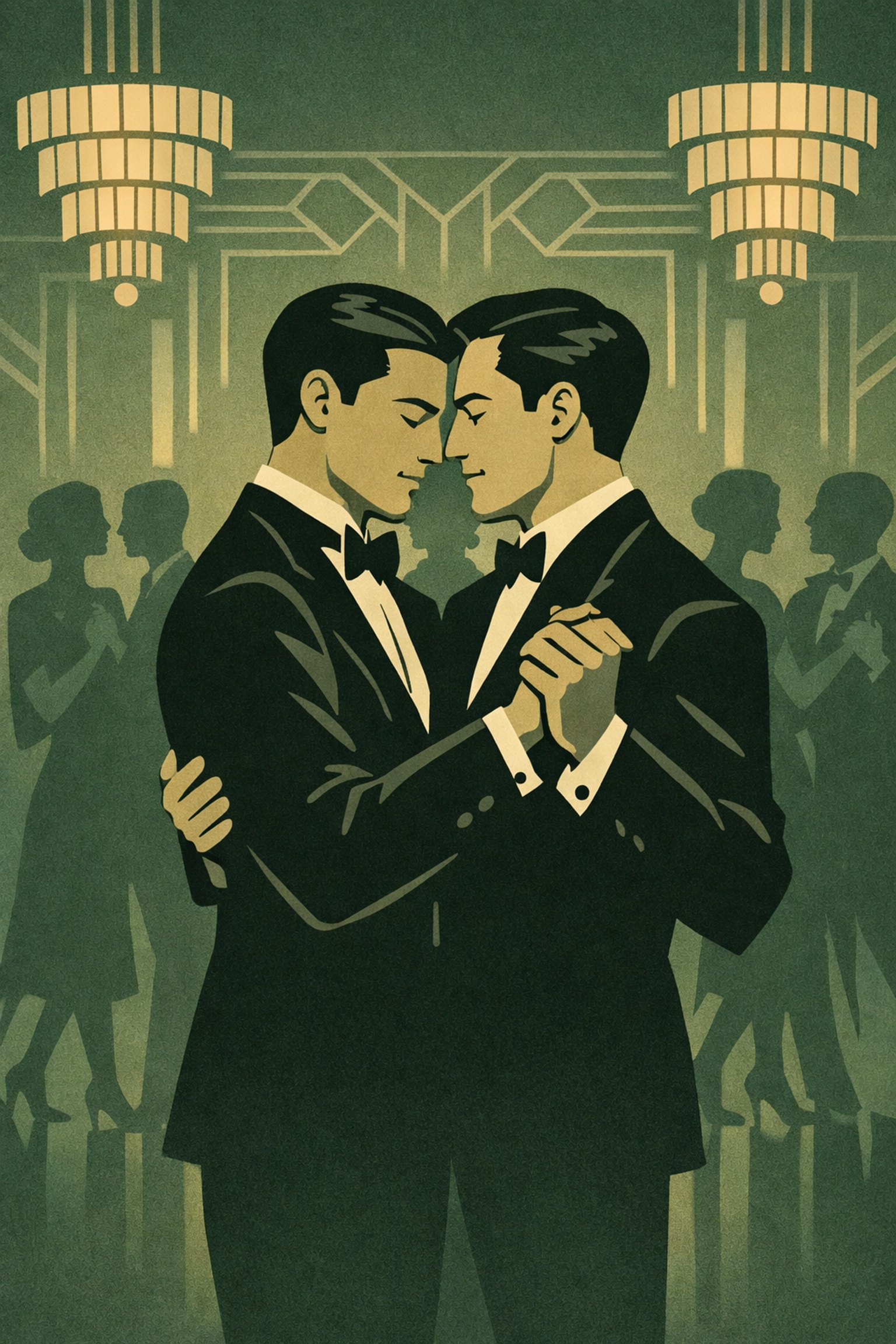 Two gay men dancing together at El Dorado nightclub in 1920s Weimar Berlin