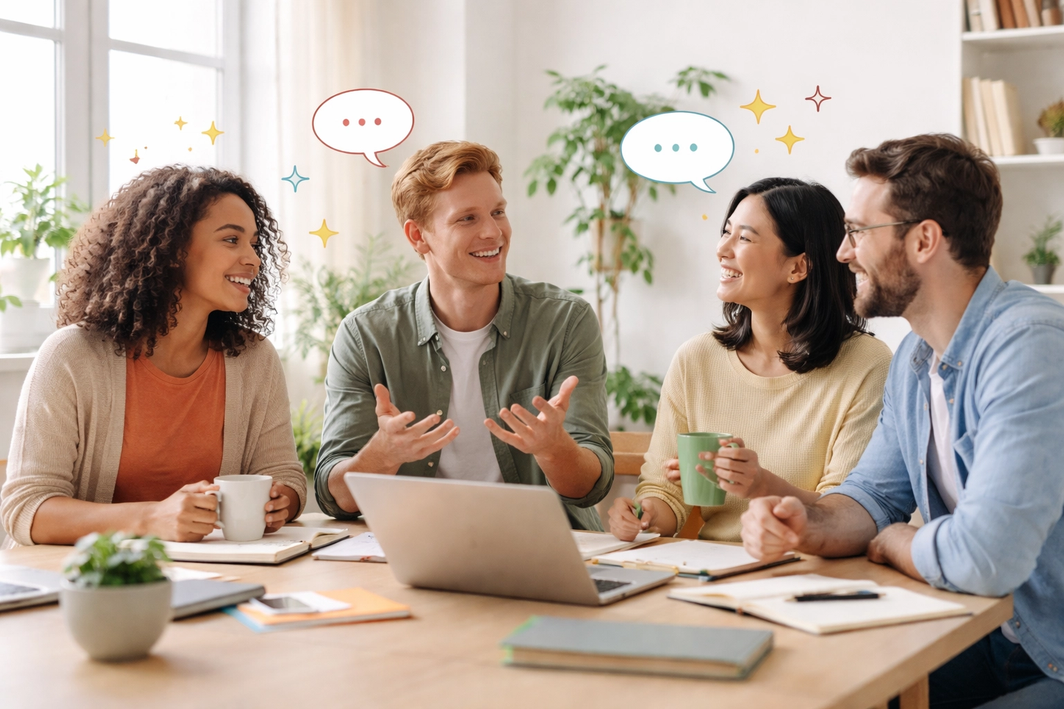 A diverse small business team chats in a relaxed meeting room, emphasizing staff preparation for successful ISO audits.