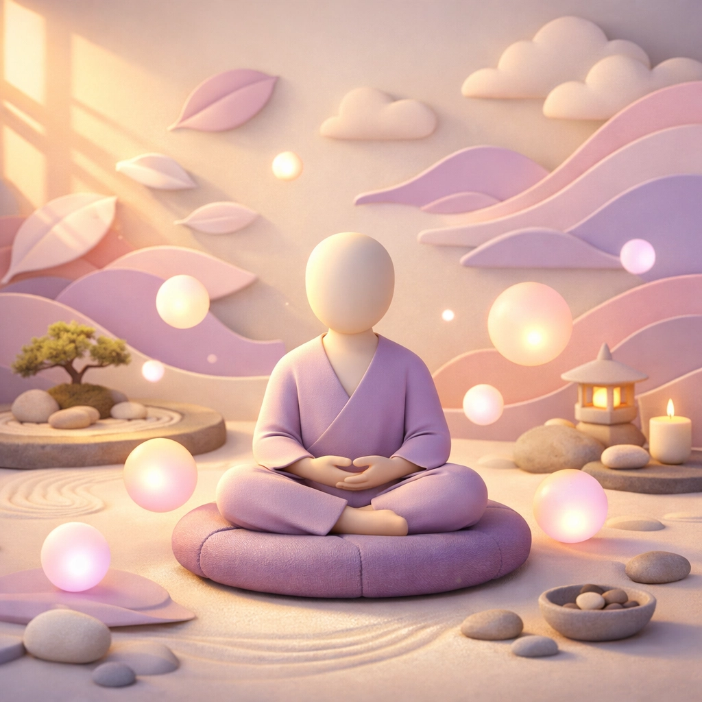 Meditation and mindfulness space representing stress relief digital products