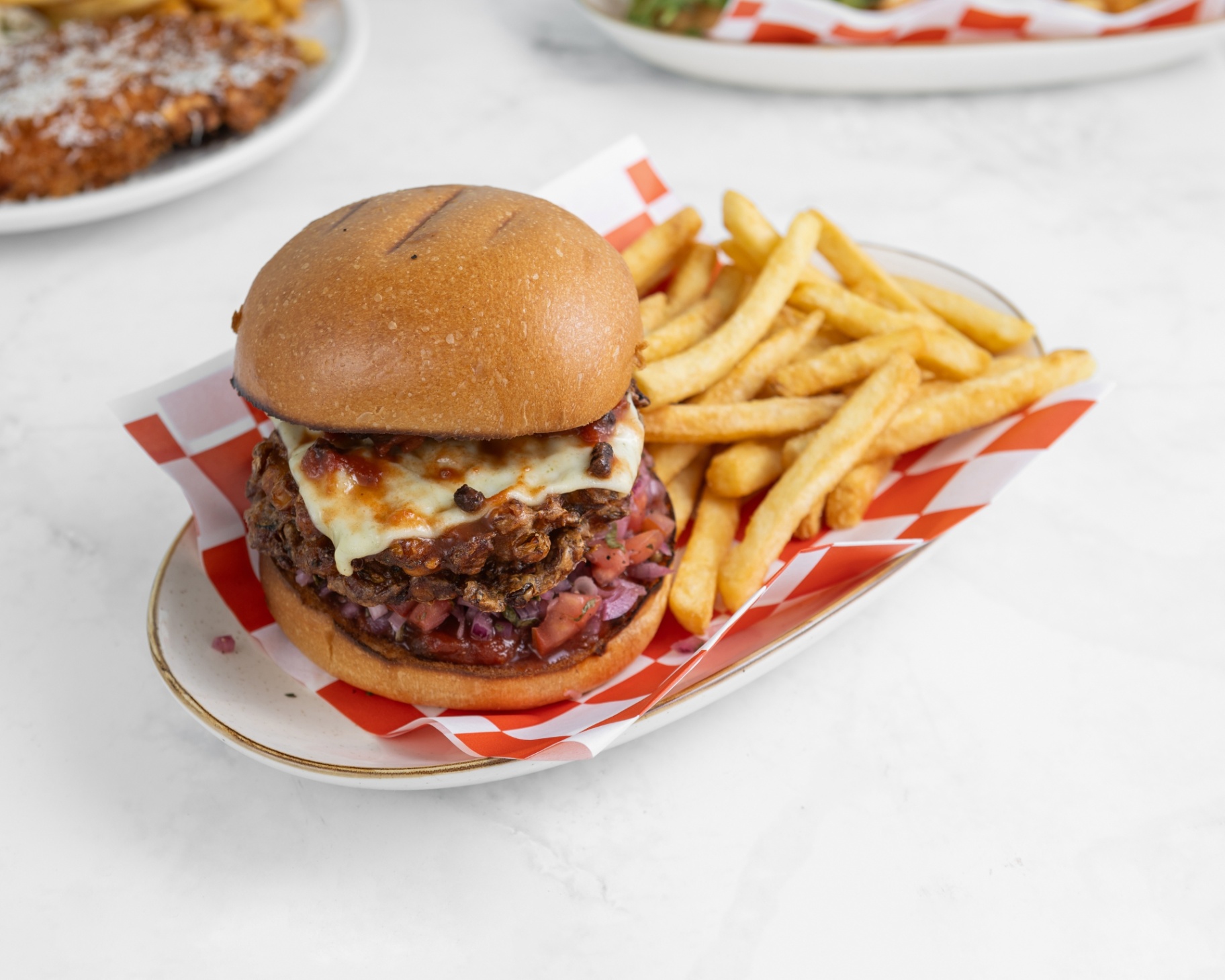 Beef Burger and Chips at Beans and Beers Torquay