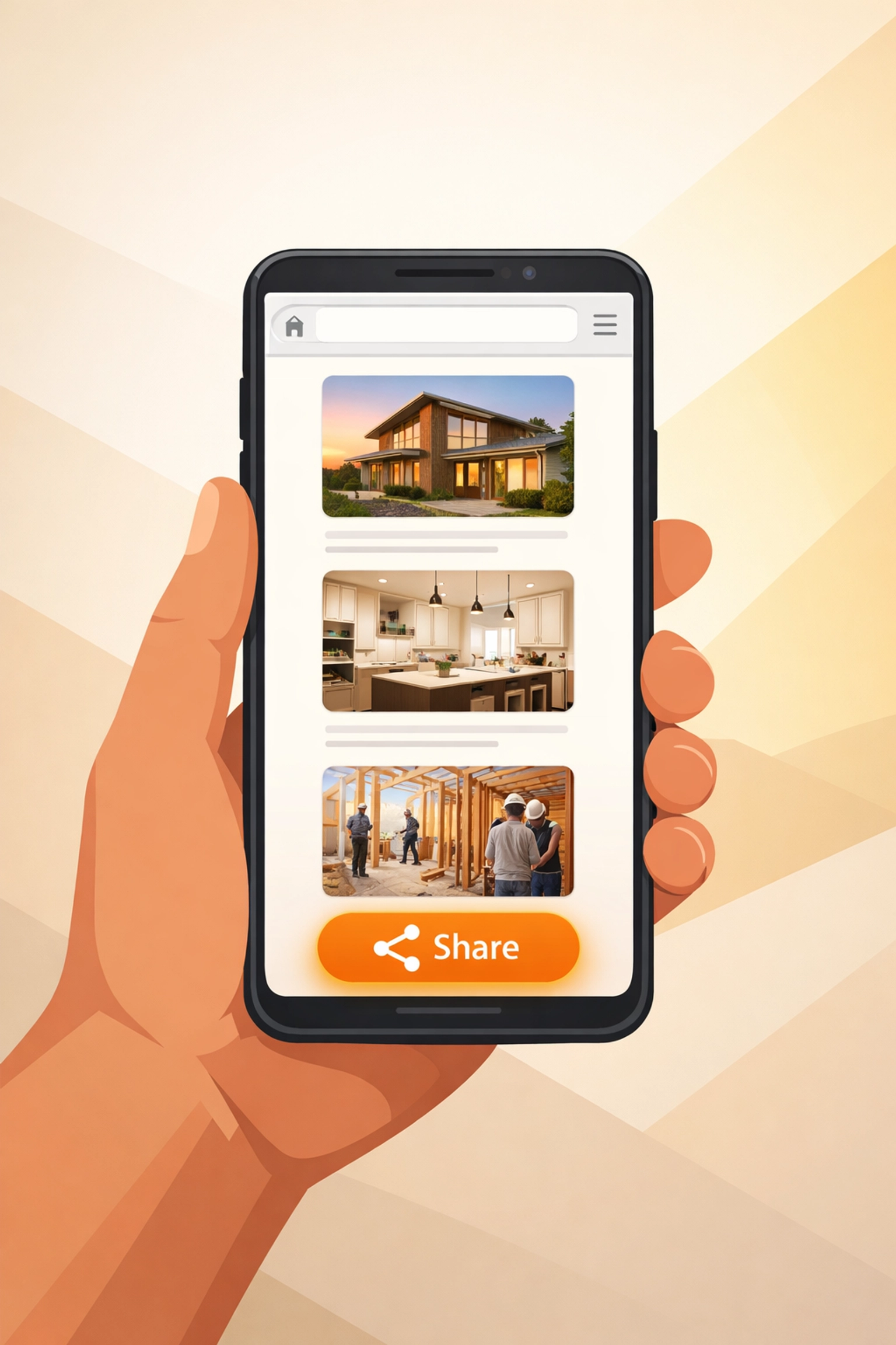 Mobile view of a contractor photo timeline app shared with a customer through a web link.
