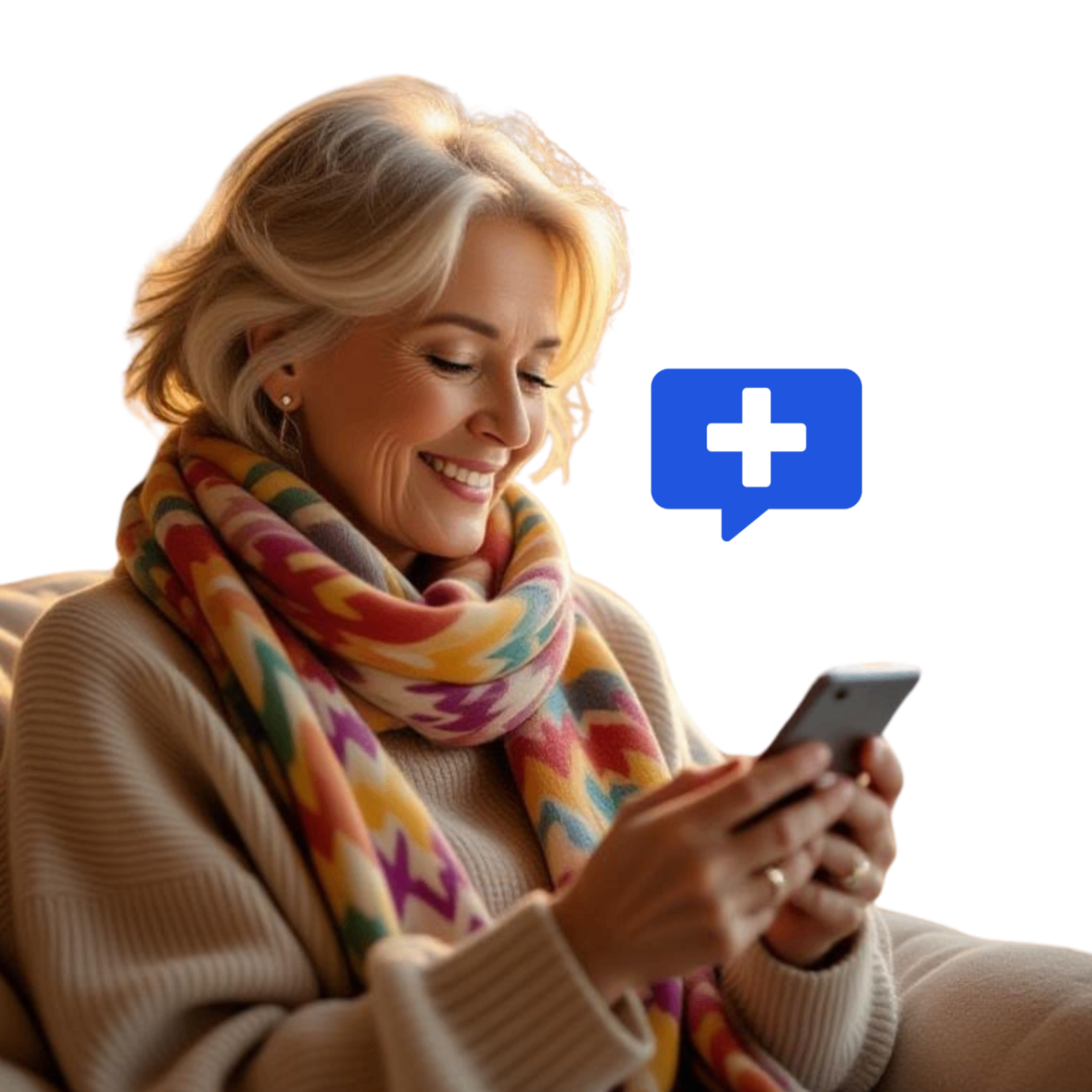 Woman Using Smartphone for Online Doctor Consultation