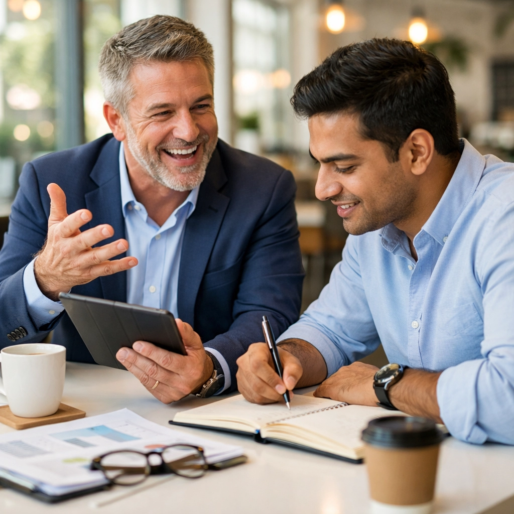 Business consulting and mentoring session for entrepreneur strategic planning