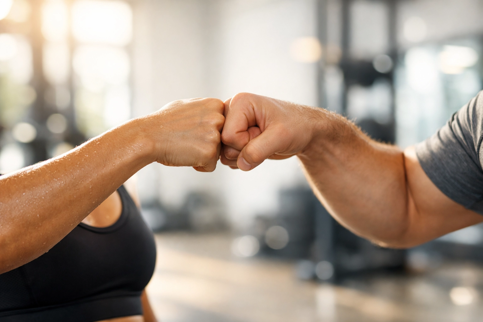 Gym members celebrating shared fitness goals at our supportive private gym in Bournemouth.