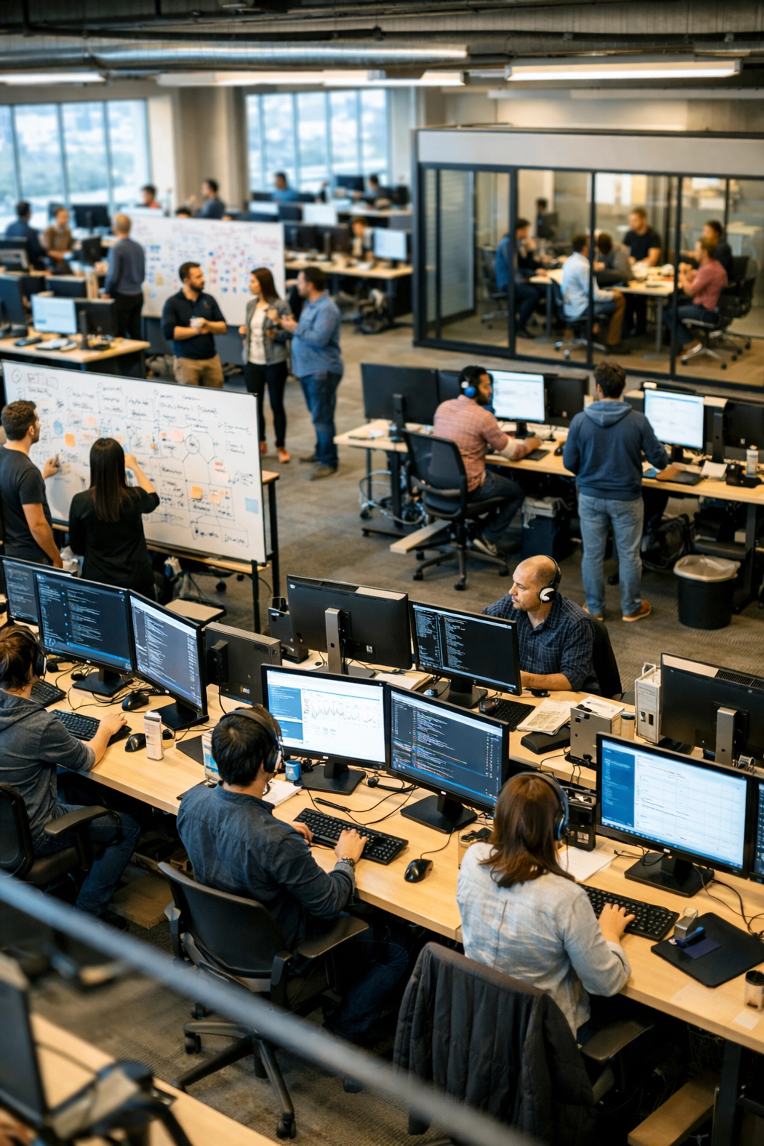 Large engineering team of 50+ developers requiring full-time CTO leadership