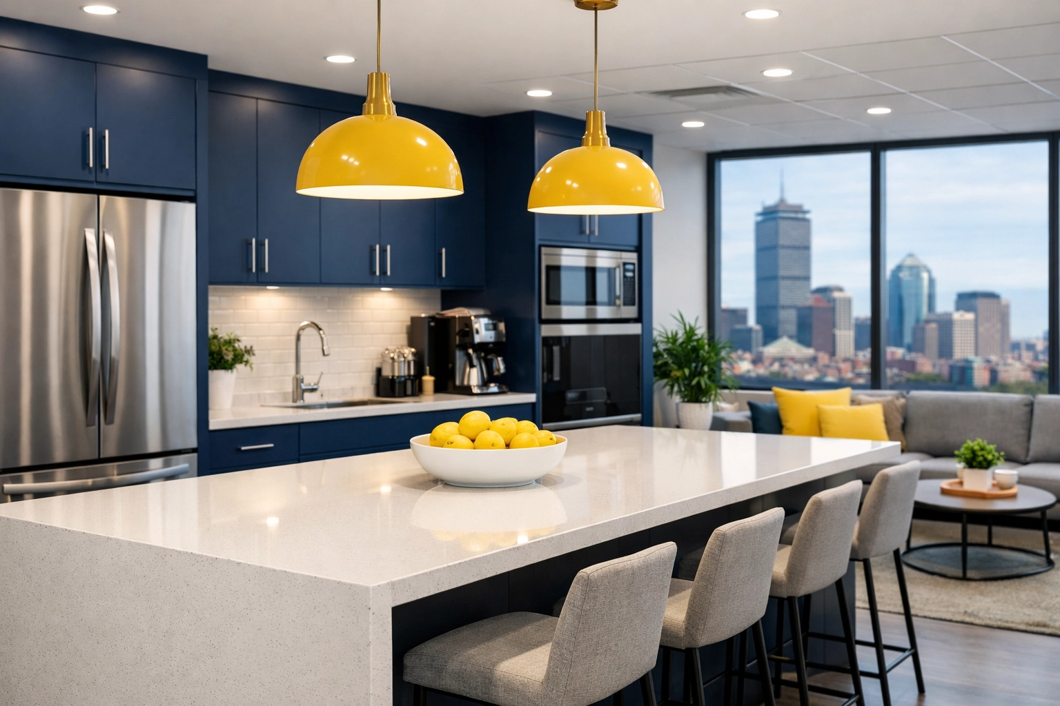 Spotless corporate kitchen in Boston highlighting the value of janitorial services in Massachusetts.