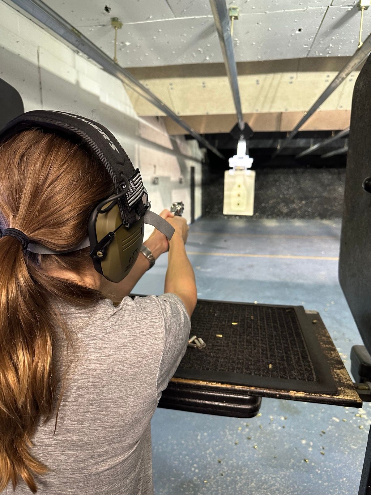 Student practicing live fire training