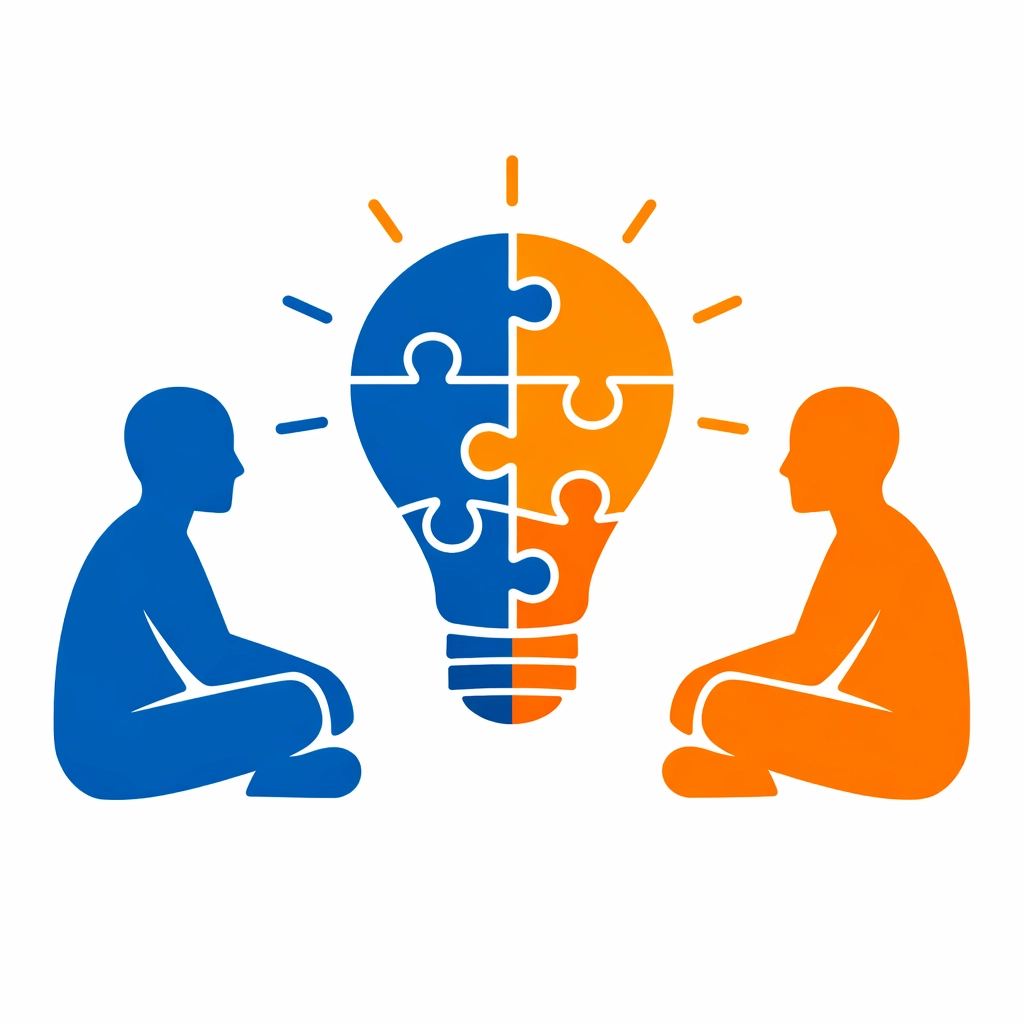 Collaborative strategy session graphic for building scalable SaaS training programs with instructional designers.