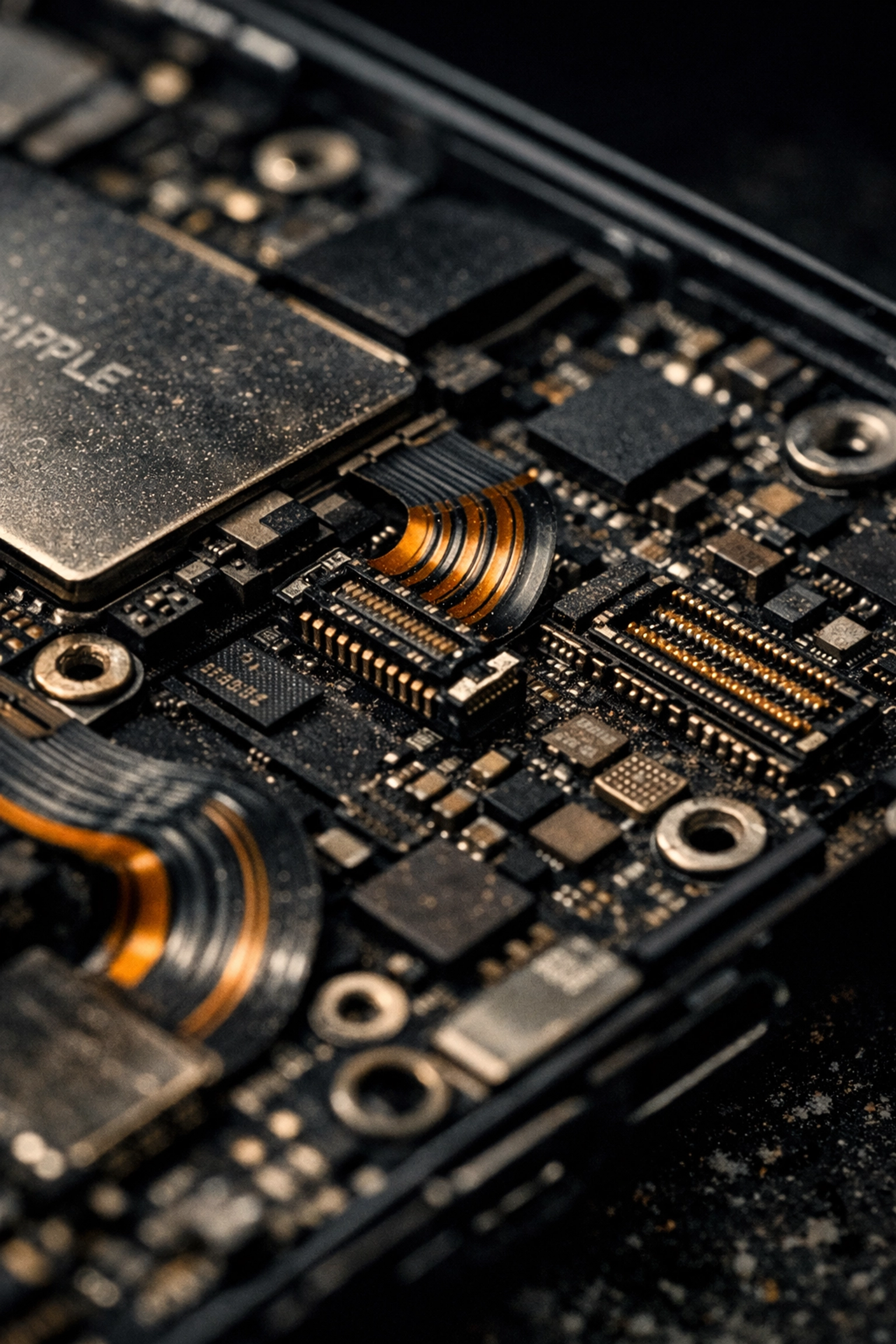 iPhone internal components showing delicate motherboard and circuits