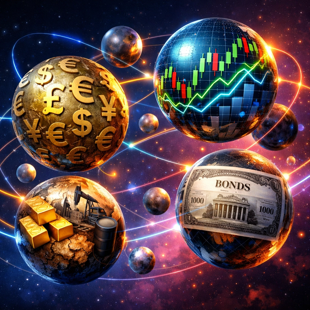 Diversified hedge fund portfolio with multiple interconnected asset classes and strategies