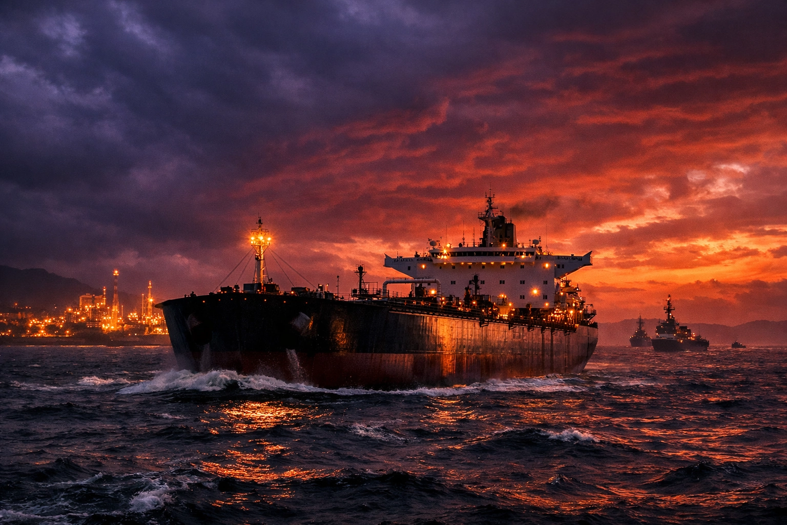 Oil tanker in the Strait of Hormuz navigating West Asia trade risks and global financial news India updates.