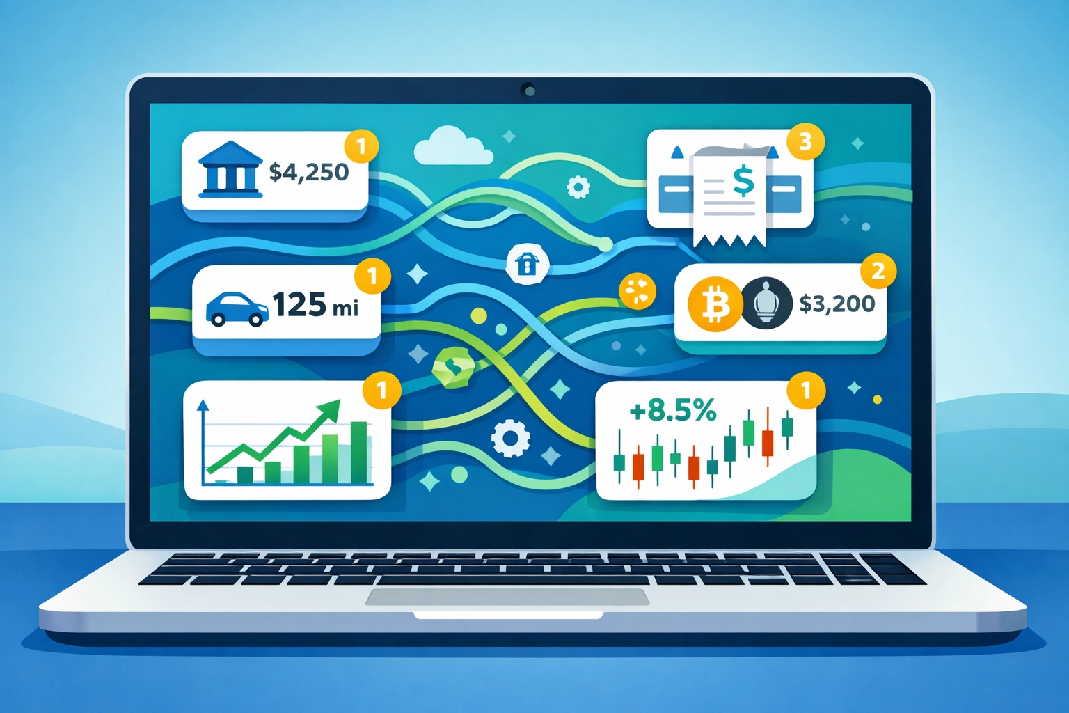Integrated virtual tax software dashboard with automated expense tracking