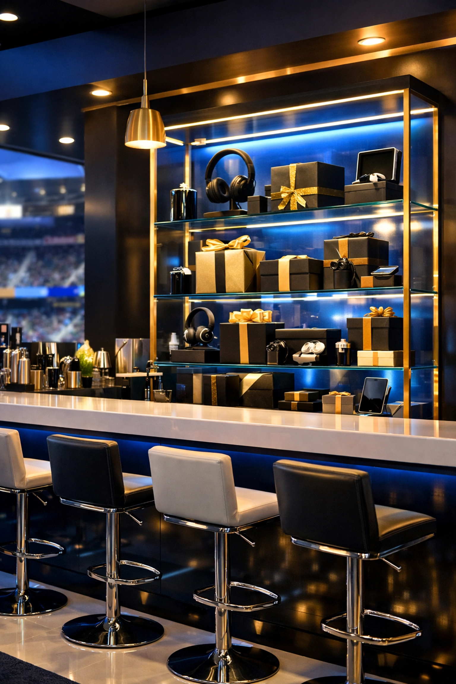 Corporate branding activation lounge featuring premium executive gifting and modern design.